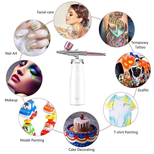 Set aerograf tatuaje cu compresor de aer portabil Kit aerograf fără fir Pulverizator de mână pentru decorare sau pictură artistică Design unghii Modelare Colorare Tatuaj Graffiti Artizanat grafica