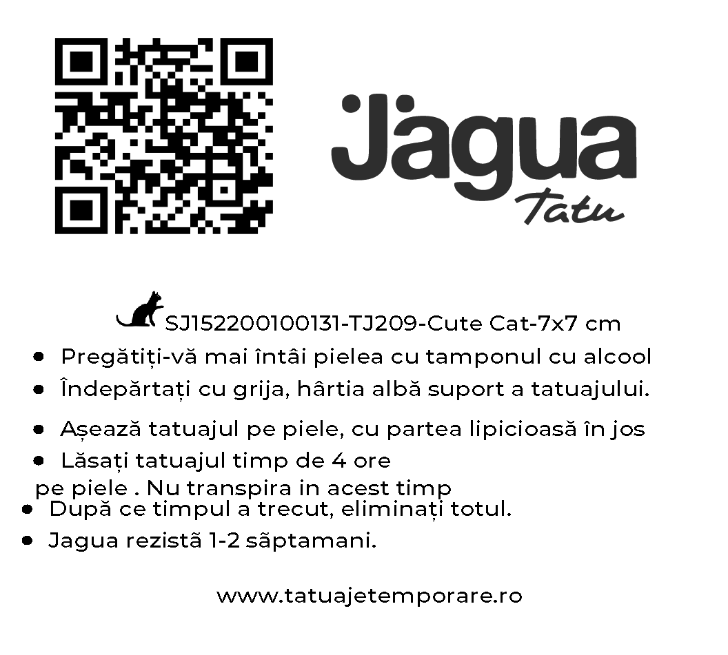 Cute Cat tatuaj temporar jagua - 🅹🅰🅶🆄🅰 🆃🅰🆃🆄