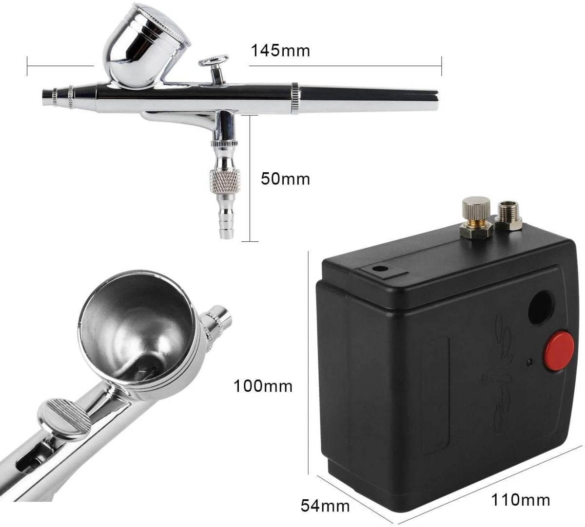 Set compresor cu aerograf Speed Pistol și accesorii cu dublă acțiune pentru aerograf. Compresor mic, artă pentru tatuaj, pictură, spray pentru prăjituri, model pentru prăjituri, set de instrumente pentru unghii. - 🅹🅰🅶🆄🅰 🆃🅰🆃🆄