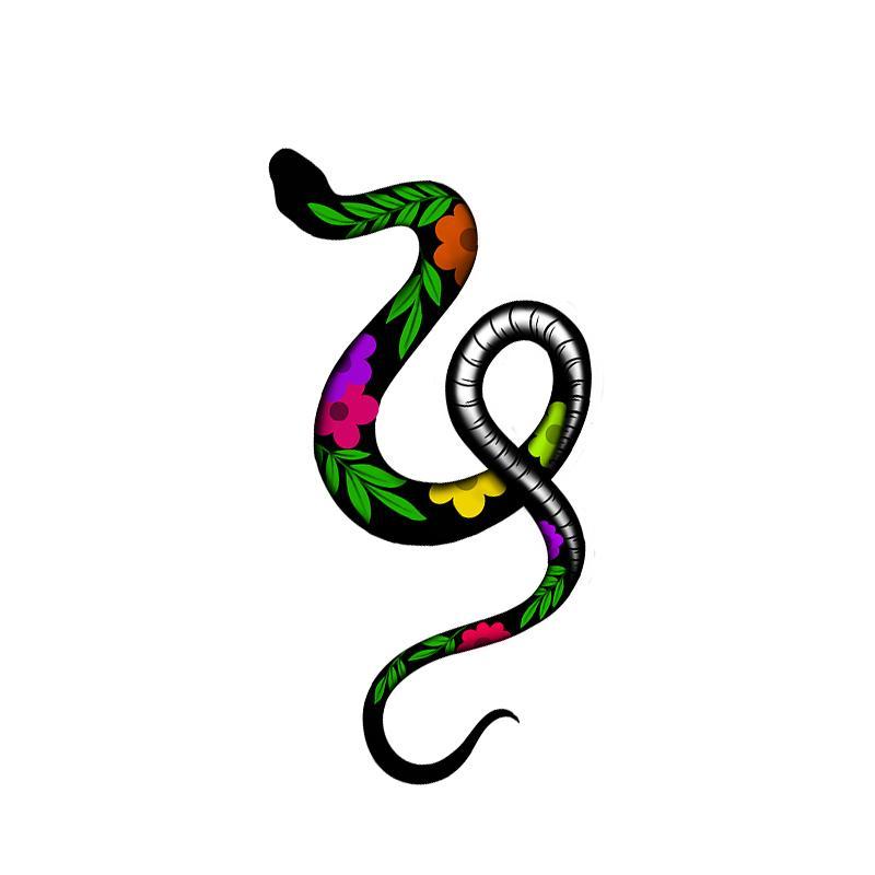Floral Snake - tatuaj temporar de lipit cu apa Pardon Tatu