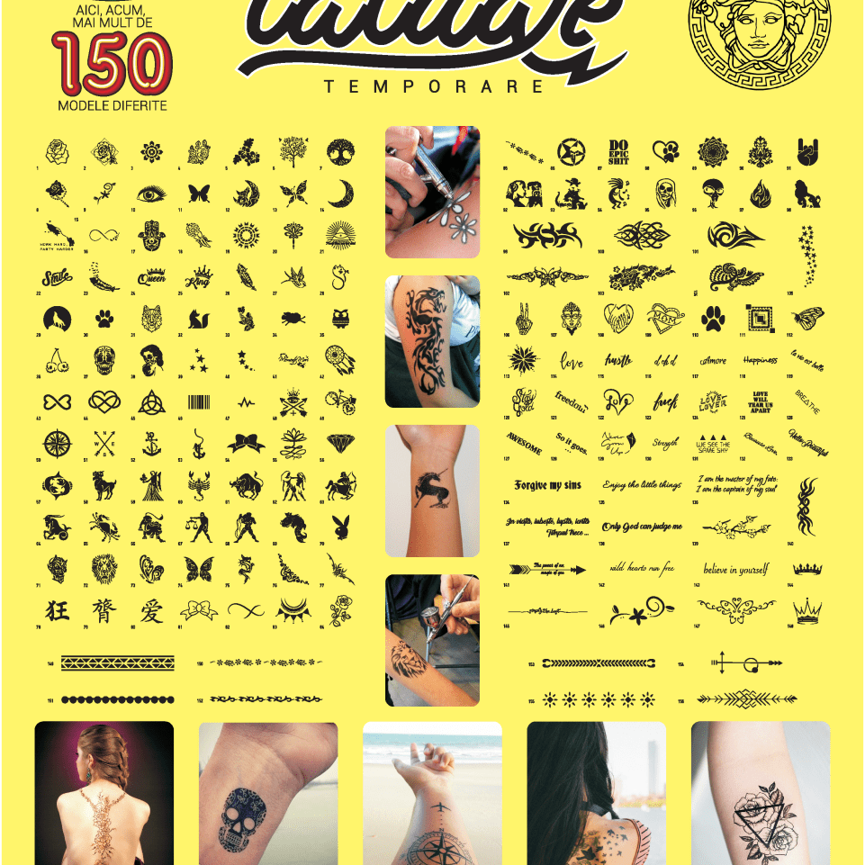 Original Banner plus 156 șabloane plus set complet aerograf Văzduh Tatu - 🅹🅰🅶🆄🅰 🆃🅰🆃🆄