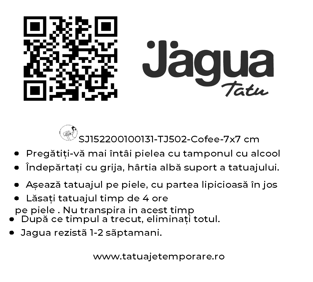 VERSO Tatuaj Jagua tatuaj real pentru 2 saptamani - Jagua tatuaje temporare PENTRU coffee