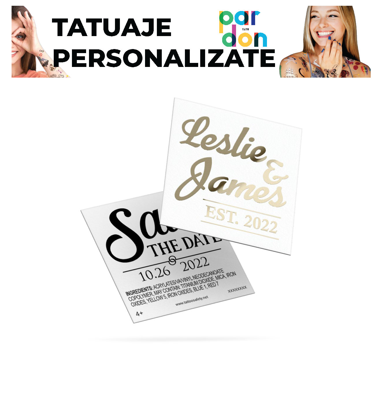 Productie Tatuaje Personalizate - Pardon Tatu - Gold - 280 x 190 MM - 1000