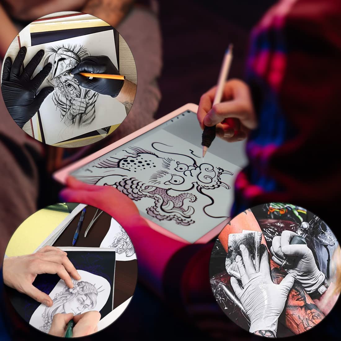 Foi Transfer Sablon Tatuaj, Spirit Classic Thermal , Set 10, Foaie de transfer Spirit Hectograf pentru a crea sabloane manual pentru tatuaje temporare Jagua Gel Dimensiunea foaie transfer 21,5 x 28cm - 🅹🅰🅶🆄🅰 🆃🅰🆃🆄