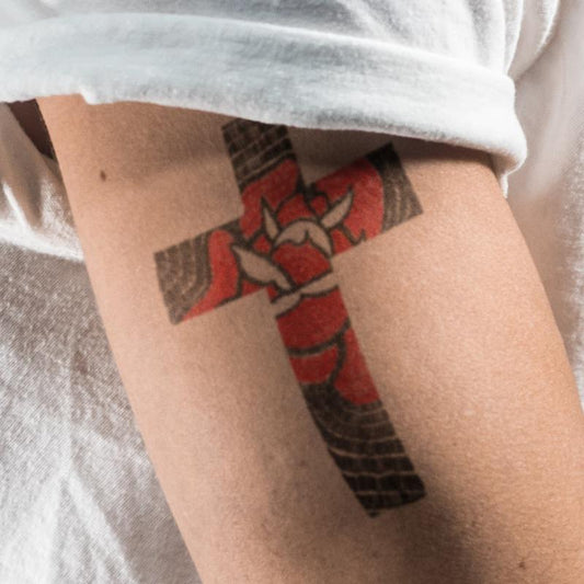 Rose Cross - tatuaj temporar de lipit cu apa Pardon Tatu