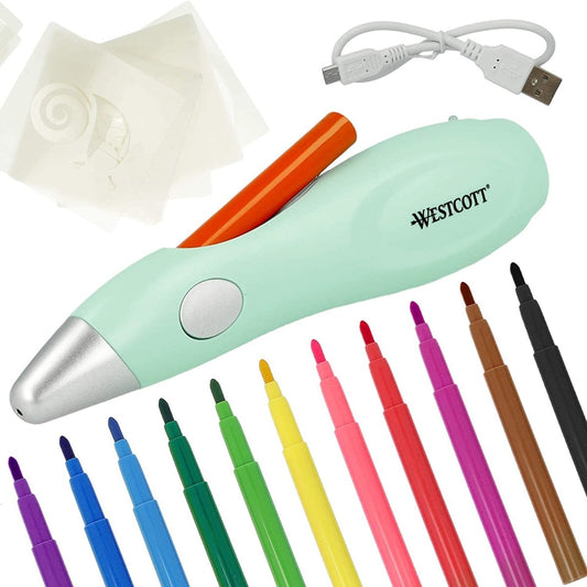 Pix aerograf electric, set aerograf pentru copii cu 12 markere și 19 șabloane pentru pictat și desen, cu baterie și cablu USB, verde, E - 16800 00 - 🅹🅰🅶🆄🅰 🆃🅰🆃🆄