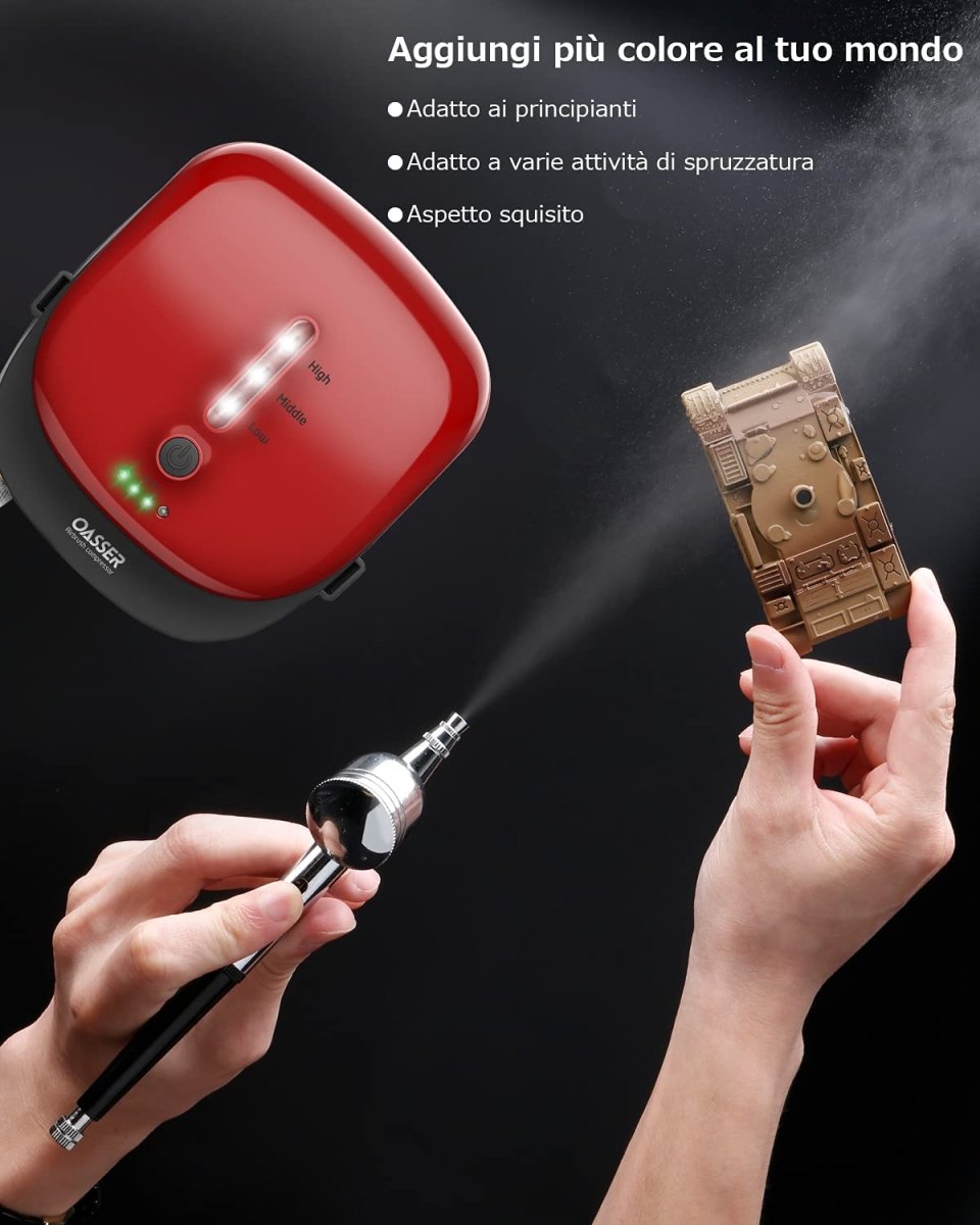 Set aerograf cu acțiune dublă, 3 moduri cu baterie cu litiu reîncărcabilă de 1000 mAh, aerograf cu mini compresor pentru pictura corporală, realizarea de modele, tatuaje pentru tort - 🅹🅰🅶🆄🅰 🆃🅰🆃🆄