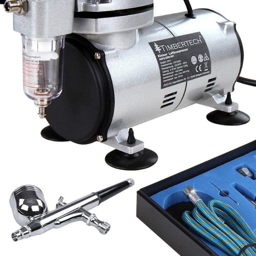 Set compresor aerograf Pistol de pulverizare cu aer comprimat Include 1 compresor cu piston și set de 11 obiecte pentru aerograf (cu carcasă de depozitare) - 🅹🅰🅶🆄🅰 🆃🅰🆃🆄