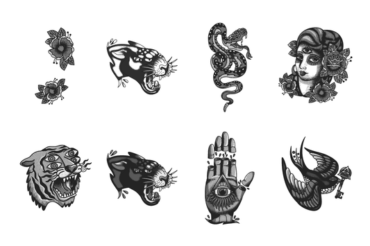 SLEEVE Jagua Tatu Set Nr. 7 Jagua Tatu - Tatuaje temporare acoperire braț complet (8 tatuaje) - 🅹🅰🅶🆄🅰 🆃🅰🆃🆄