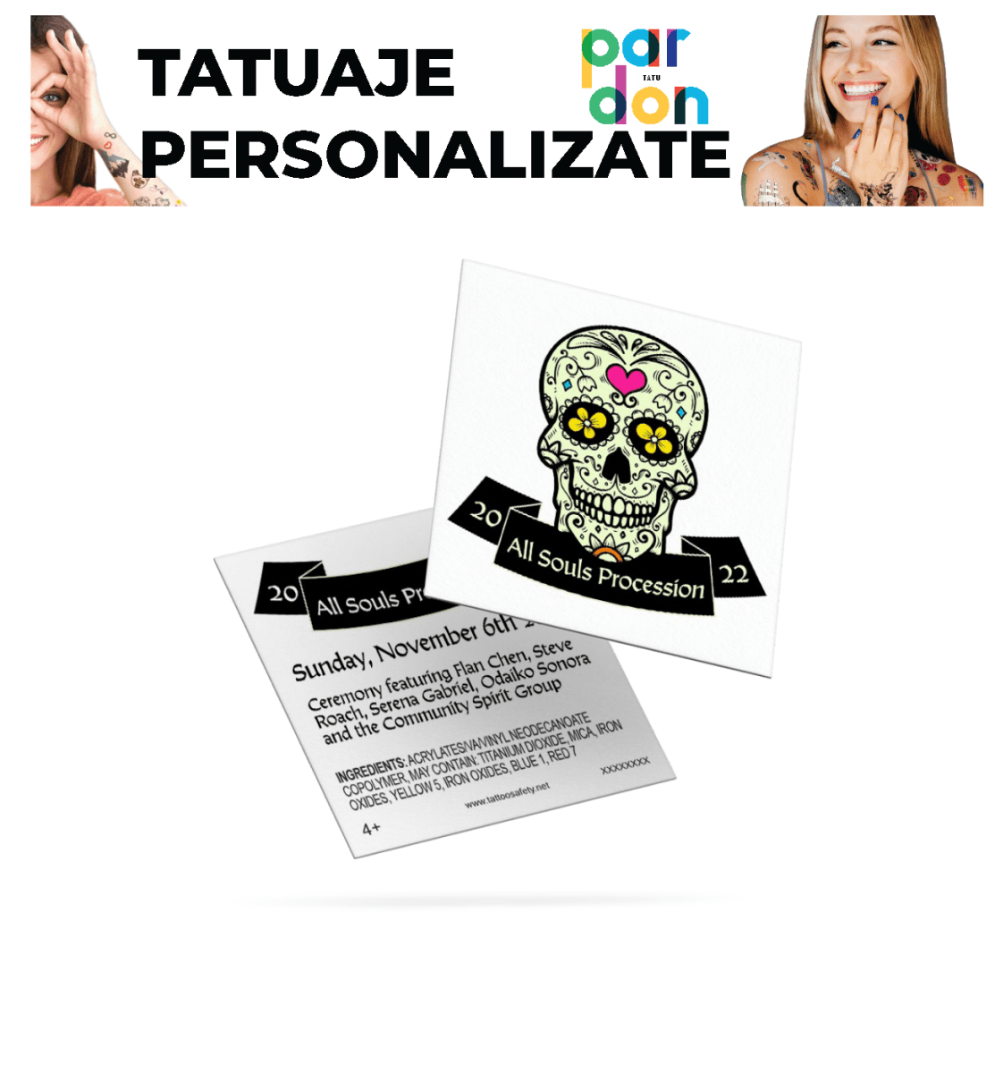 tatuaje personalizate - 🅹🅰🅶🆄🅰 🆃🅰🆃🆄 280 x 190 MM Metalic