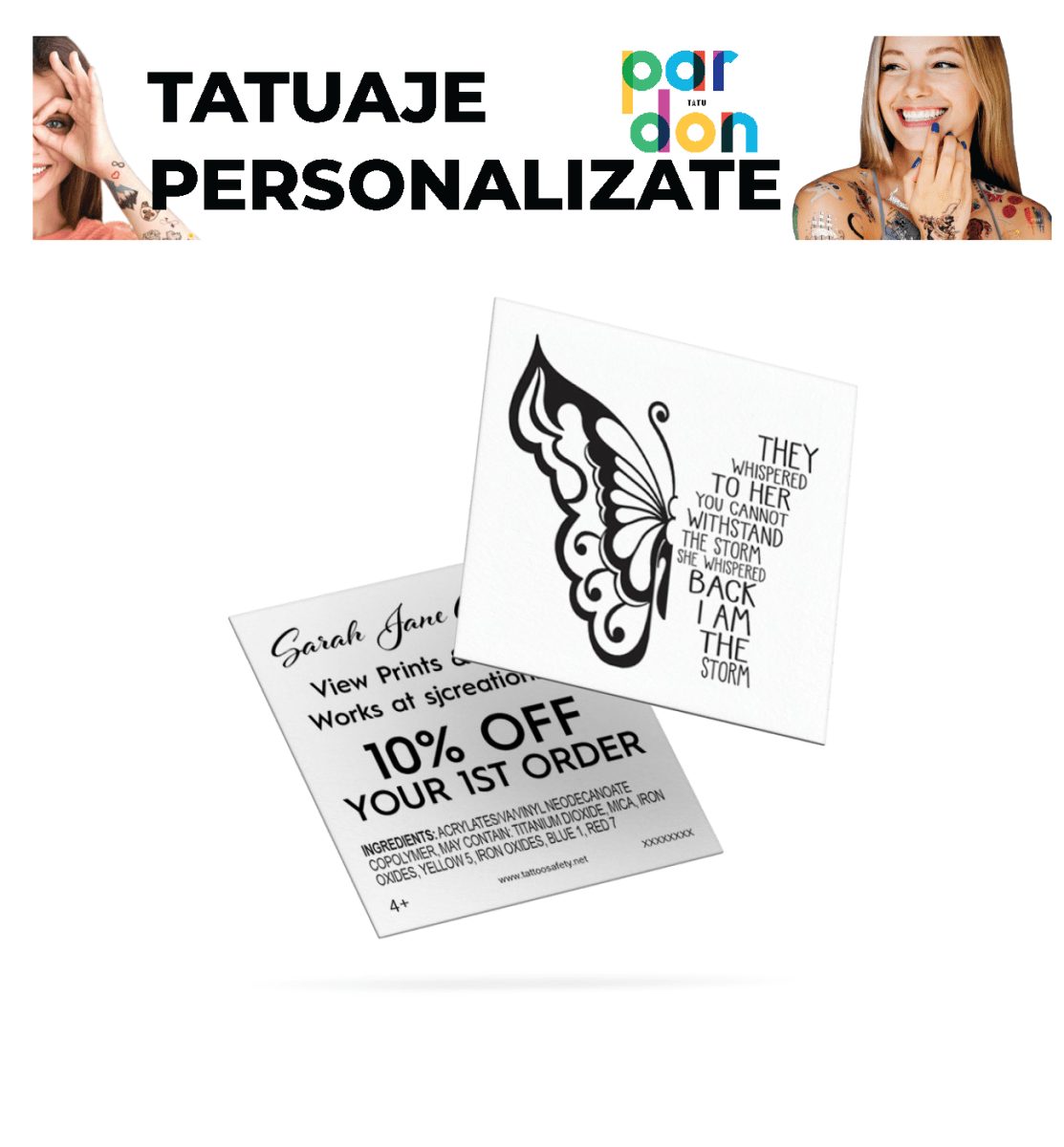 tatuaje personalizate - 🅹🅰🅶🆄🅰 🆃🅰🆃🆄 280 x 190 MM Metalic